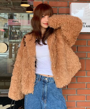 中綿キルティングプードルフェイクファージャケット