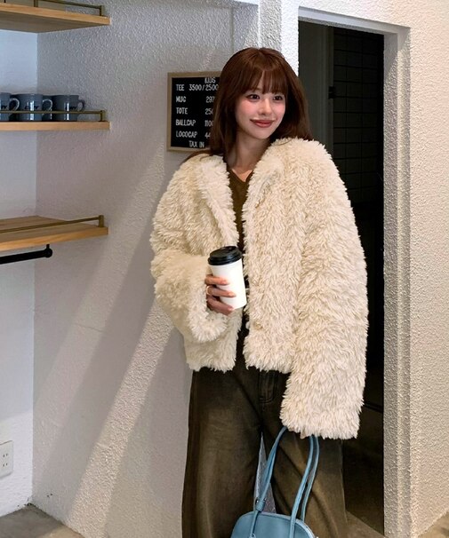 中綿キルティングプードルフェイクファージャケット