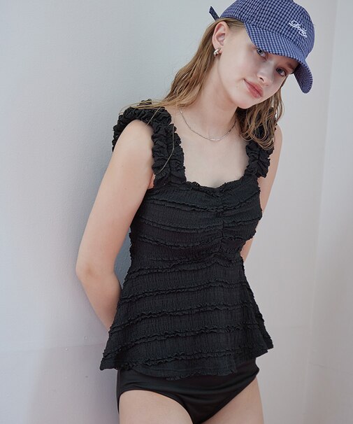 フリルジャガードペプラムフレアビキニ/水着