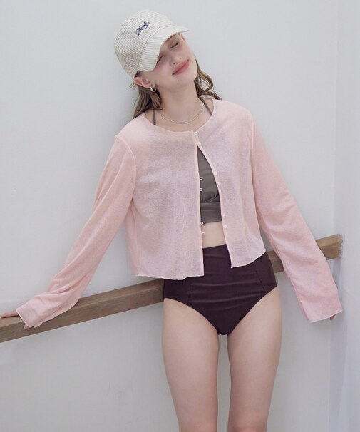 シアーショート丈トップス/ラッシュガード