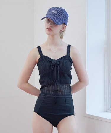 バラコサージュ付ニットビキニ/水着