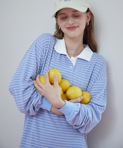 細ボーダーオーバーラガーシャツ/ラッシュガード