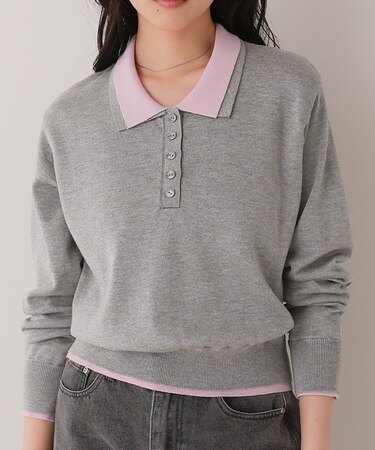 ダブルカラーデザインニット