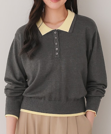 ダブルカラーデザインニット