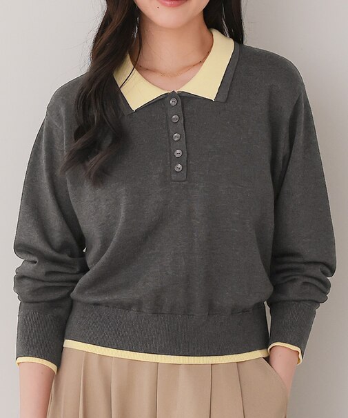 ダブルカラーデザインニット