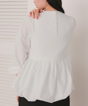 バックパール釦ドッキングペプラムトップス