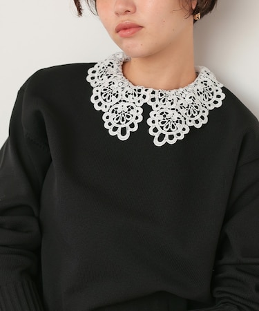 襟付きニットプルオーバー