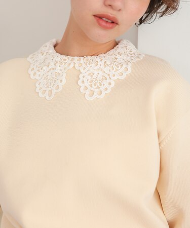 襟付きニットプルオーバー