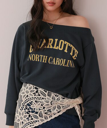 オフショルダースウェットプルオーバー