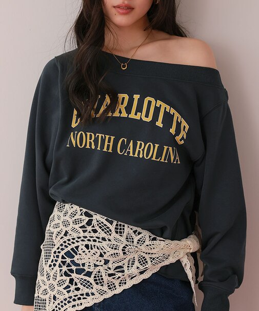 オフショルダースウェットプルオーバー