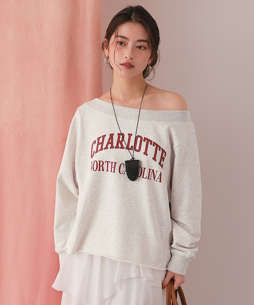 オフショルダースウェットプルオーバー