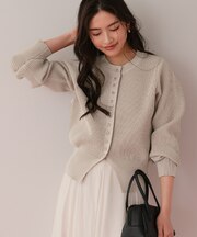 ミニシルバー釦デザインニットカーディガン