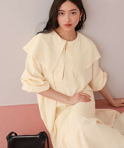 ビッグカラーマーメイドシルエットワンピース