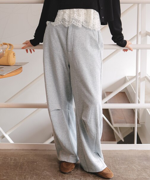 美シルエットタックスウェットパンツ