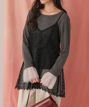 レースチュニックキャミソールトップス