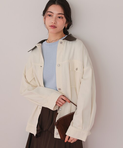 襟付ルーズデニムジャケット