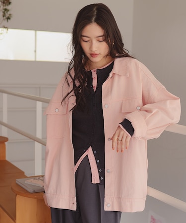 襟付ルーズデニムジャケット