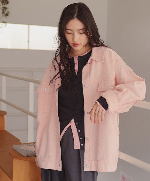 襟付ルーズデニムジャケット