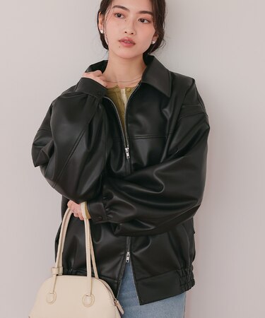 フェイクレザー/スエードオーバージャケット