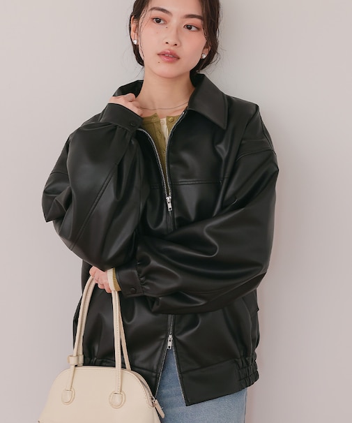 フェイクレザー/スエードオーバージャケット