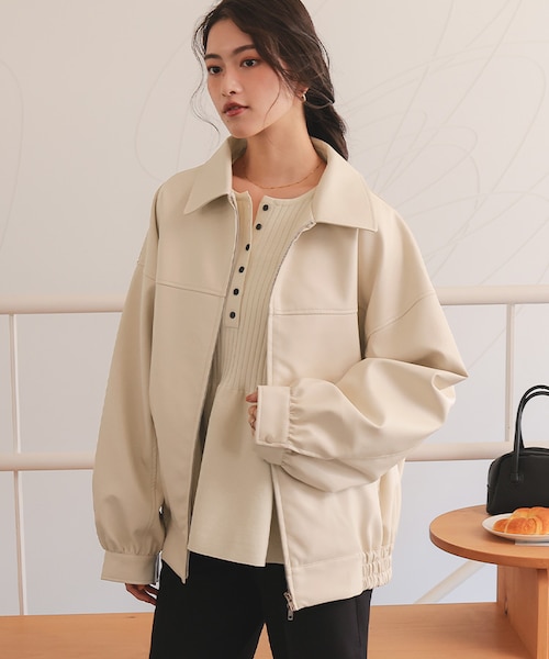 フェイクレザー/スエードオーバージャケット｜ティティベイトの通販