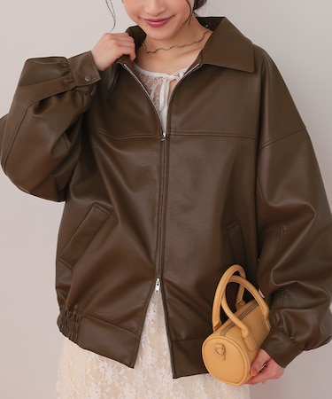 フェイクレザー/スエードオーバージャケット