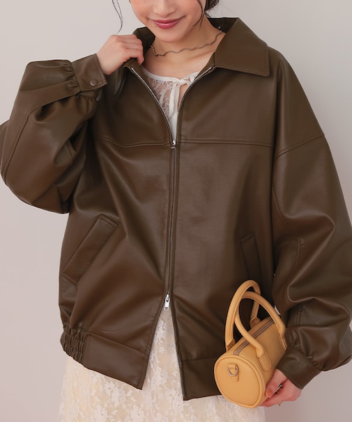 フェイクレザー/スエードオーバージャケット