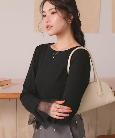 チュールフリルカフスカットソートップス