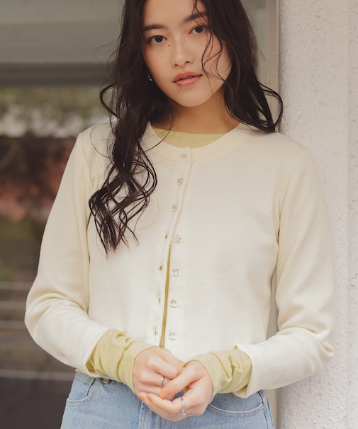 クリア釦UVケアニットカーディガン