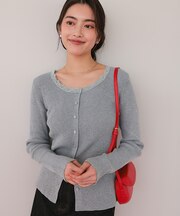 レースドッキングリブニットトップス