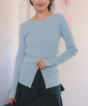 メニー釦リブニットカーディガン