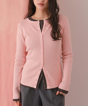 メニー釦リブニットカーディガン