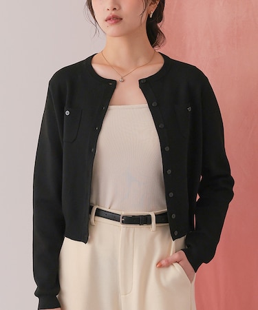 胸ポケットニットカーディガン