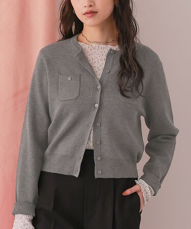 胸ポケットニットカーディガン