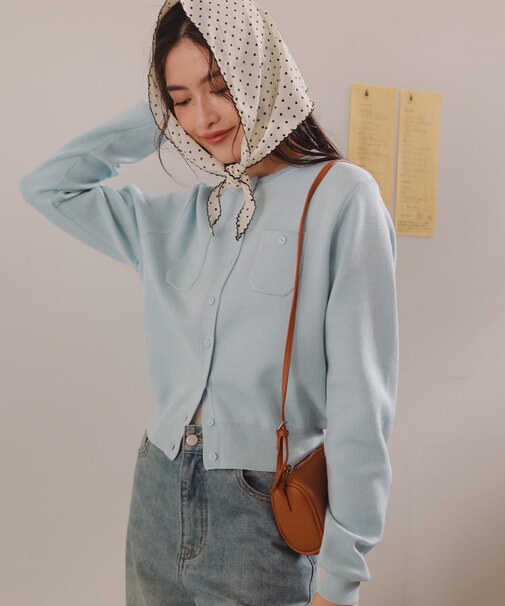 胸ポケットニットカーディガン