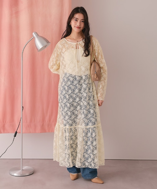 前後2wayレースティアードワンピース