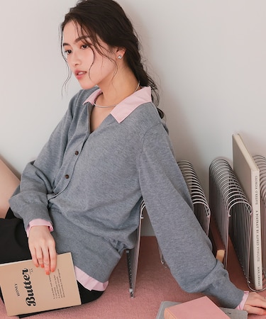 シャツドッキングニットカーディガン