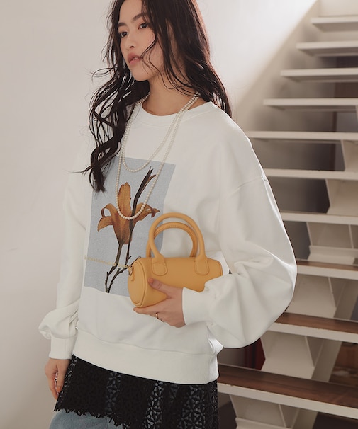 フォトプリントオーバーサイズスウェットプルオーバー