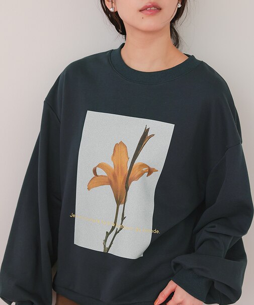 フォトプリントオーバーサイズスウェットプルオーバー