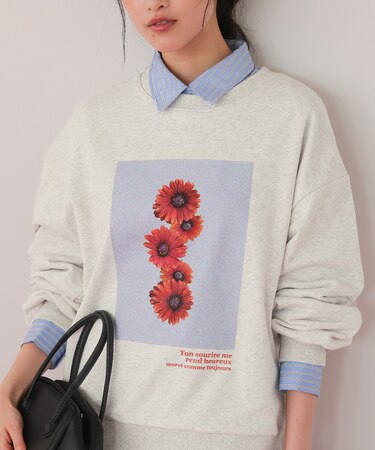 フォトプリントオーバーサイズスウェットプルオーバー