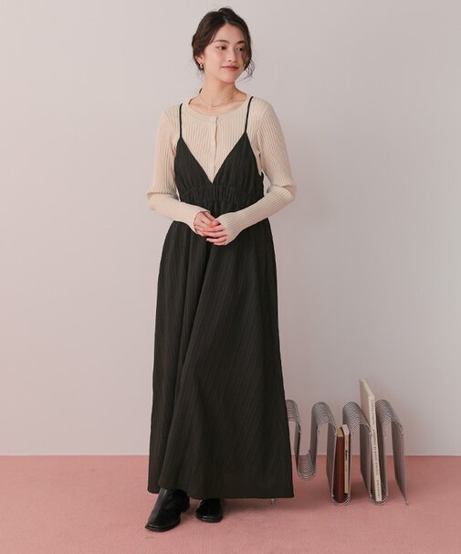 ボリュームギャザーキャミソールワンピース