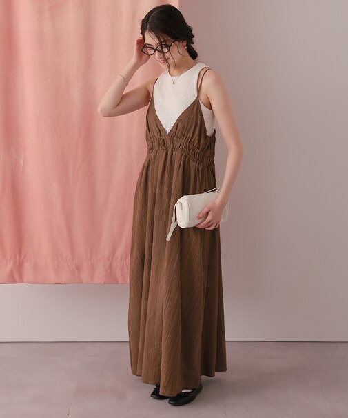 ボリュームギャザーキャミソールワンピース