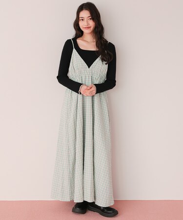 ボリュームギャザーキャミソールワンピース