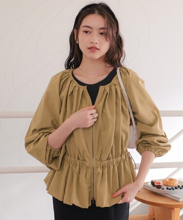 ペプラムギャザーボリュームブルゾン