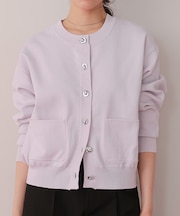 デザイン釦ポケットニットカーディガン