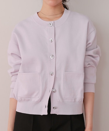 デザイン釦ポケットニットカーディガン