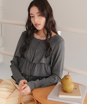 ティアードフリルニットカーディガン/トップス