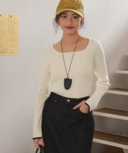 UVケア/抗ピルスクエアリブニット