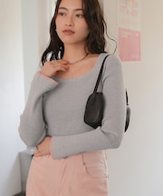 UVケア/抗ピルスクエアリブニット