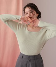 UVケア/抗ピルスクエアリブニット